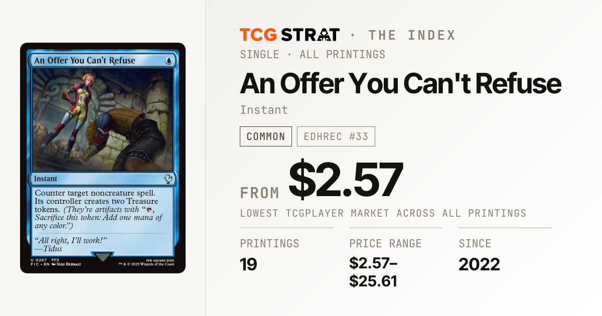An Offer You Can't Refuse Price, Printings & Price History | TCG Strat