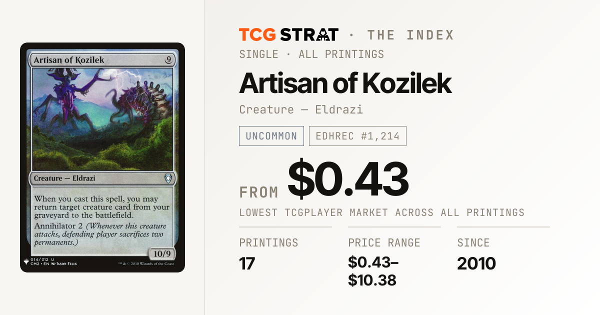 Ncc Study Chart Artisan of Kozilek Price, Printings & Price History | TCG Strat