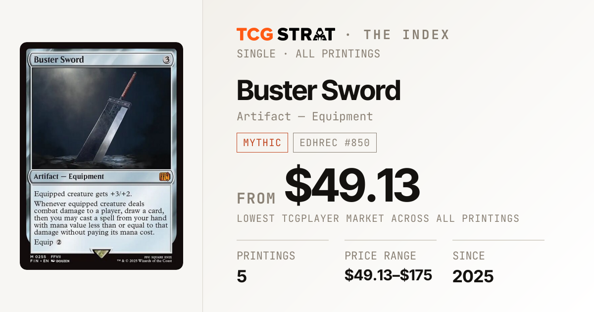 Buster Sword Price, Printings & Price History | TCG Strat
