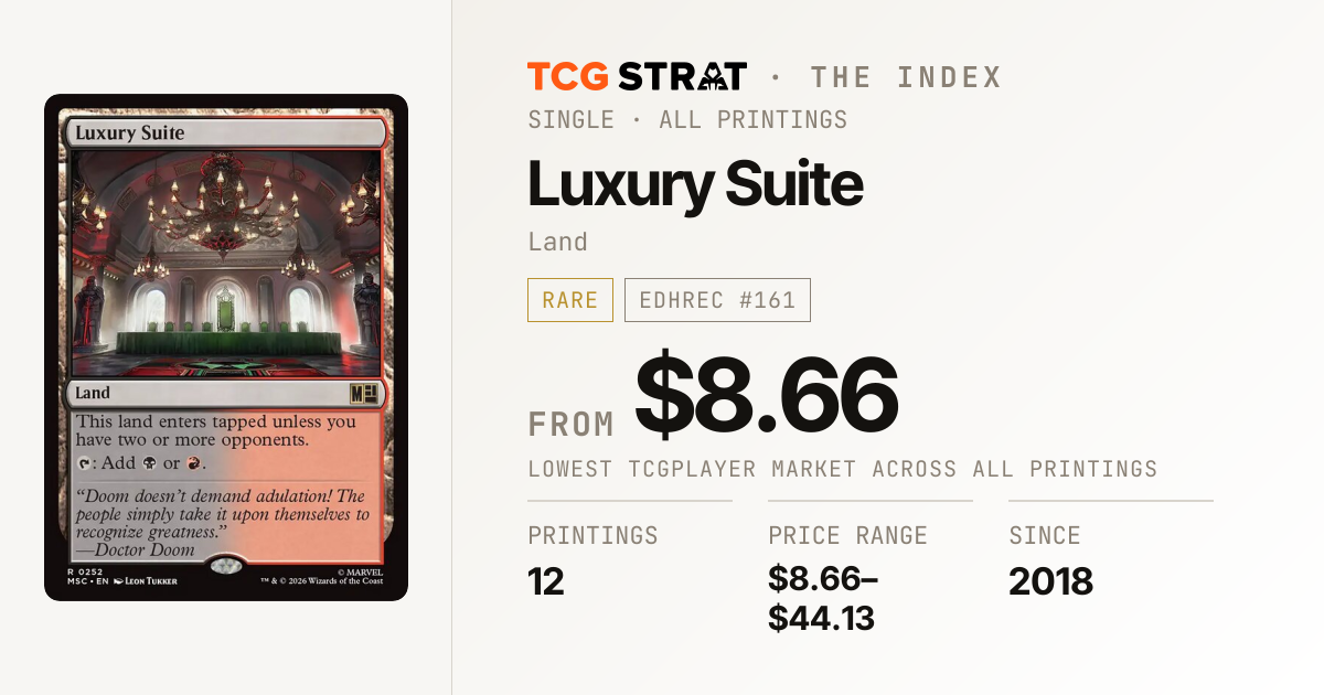 Luxury Suite Price, Printings & Price History | TCG Strat
